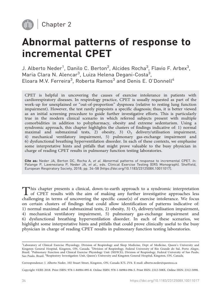 Abnormal Patterns CPET_ERS Monograph | PDF | Pulmonology | Health Care