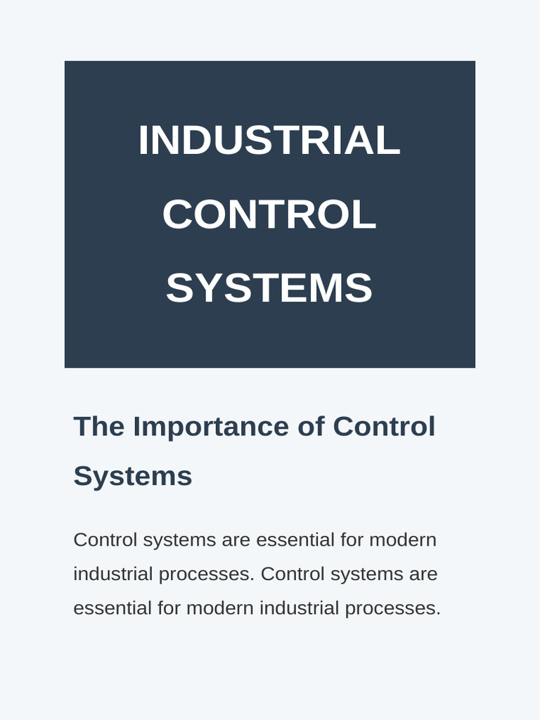Modern Industrial Control Systems Overview v2 | PDF | Automation ...