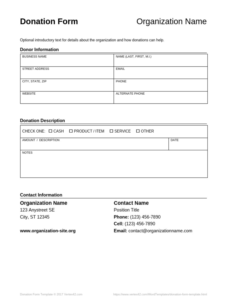 Donation Form Template | PDF