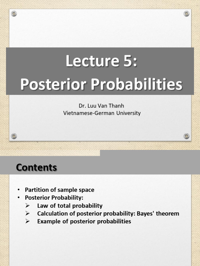 Lecture 5 Posterior Probabilities | PDF | Probability | Mathematics