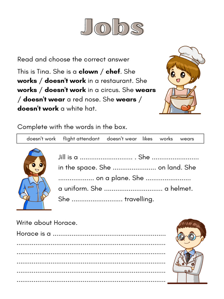 Jobs and Present Simple Worksheet | PDF
