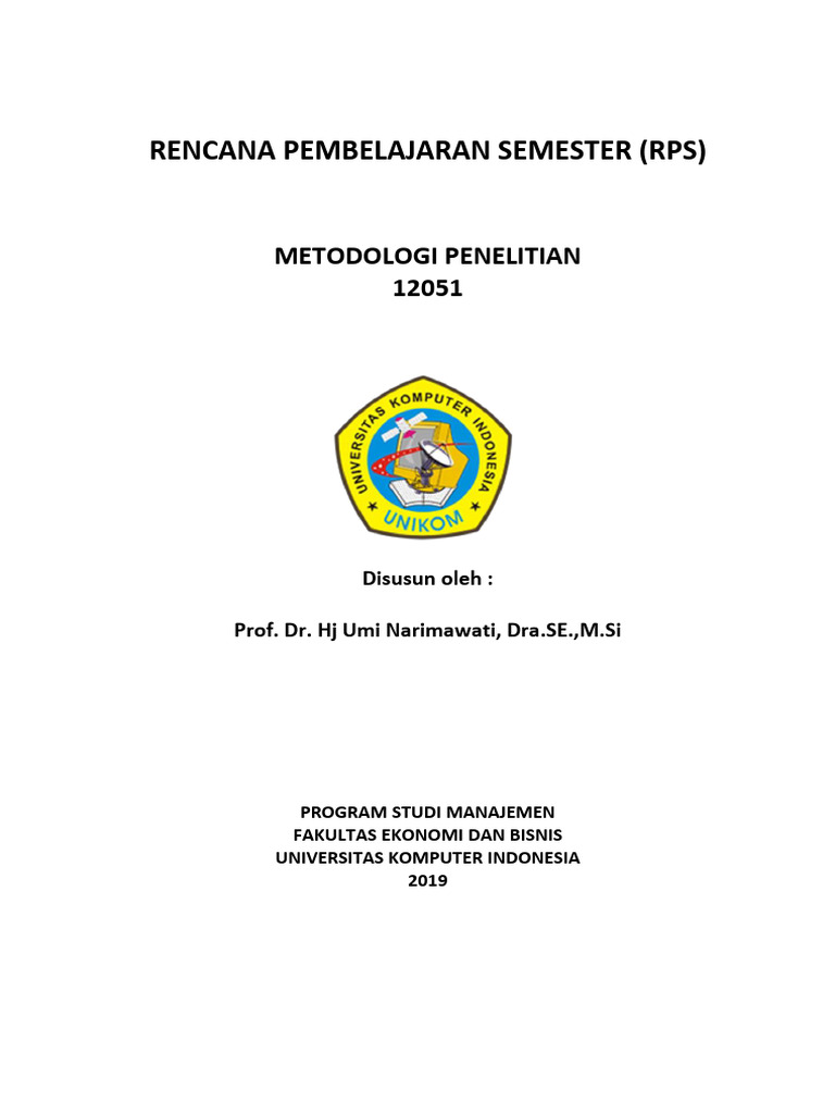 CONTOH RPS. Metodologi Penelitian MN-2019-2020 | PDF