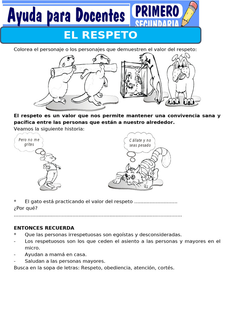 El Respeto para Tercero de Primaria | PDF | Ciencias del comportamiento ...