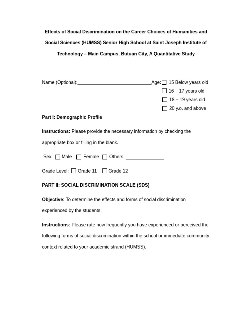 CCJE-Research-Questionnaire-4th-year (1) | PDF | Discrimination ...