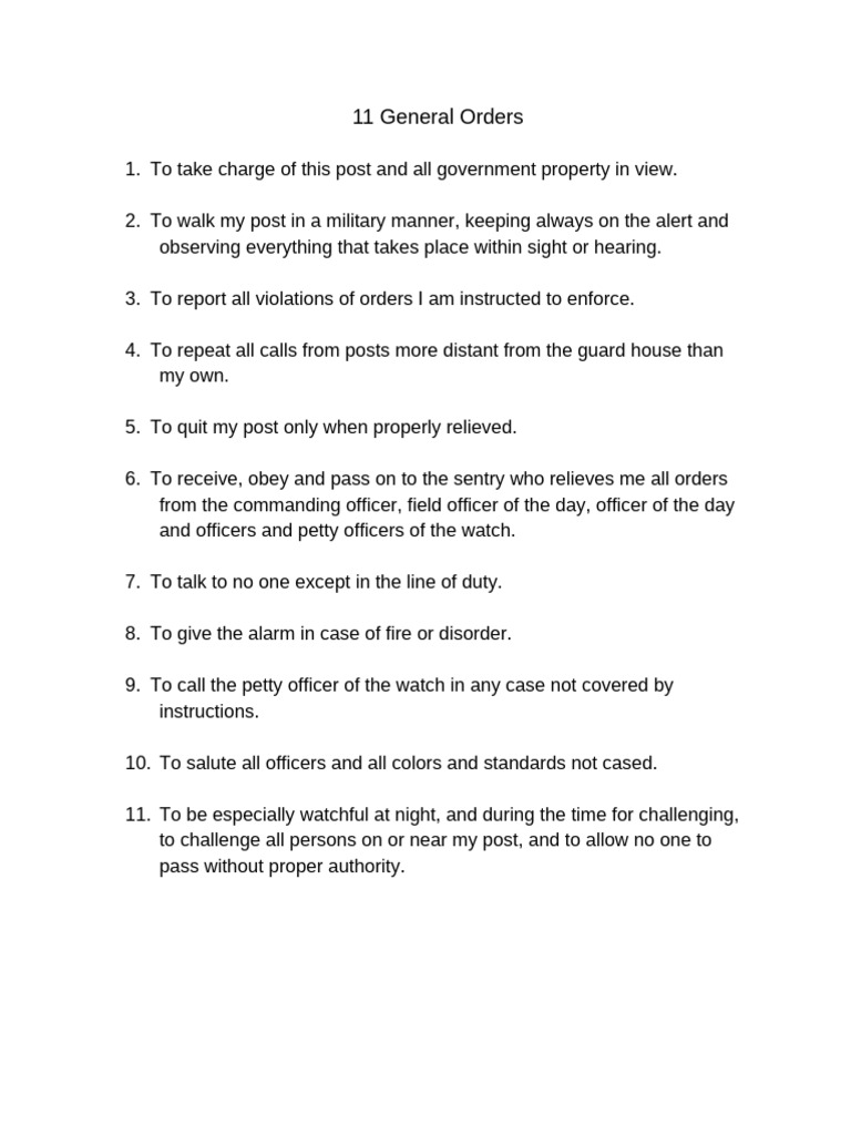 11 General Orders | PDF