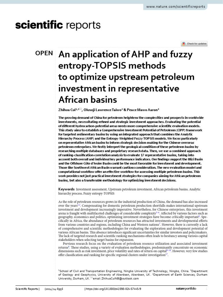An Application of AHP and Fuzzy Entropy‑TOPSIS Methods to Optimize ...