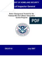 DHS: Better Management Needed For The National Bio-Surveillance Integration System Program (July 2007)