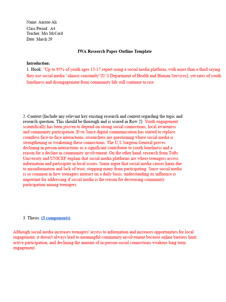 Writable - Performance Task 2 - IWA Outline CB Checkpoint 2 2026 | PDF ...