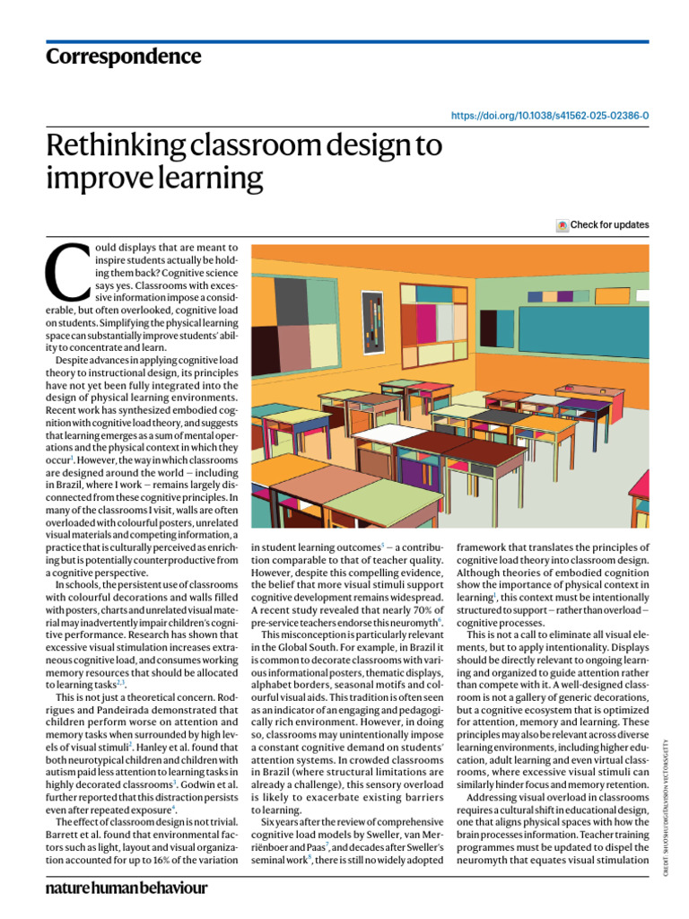 Santos (2025). Rethinking classroom design to improve learning | PDF