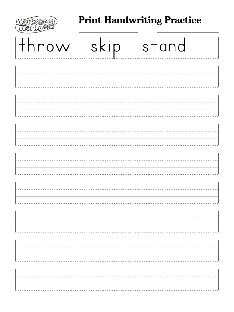WorksheetWorks Print Handwriting Practice 1 (12) | PDF
