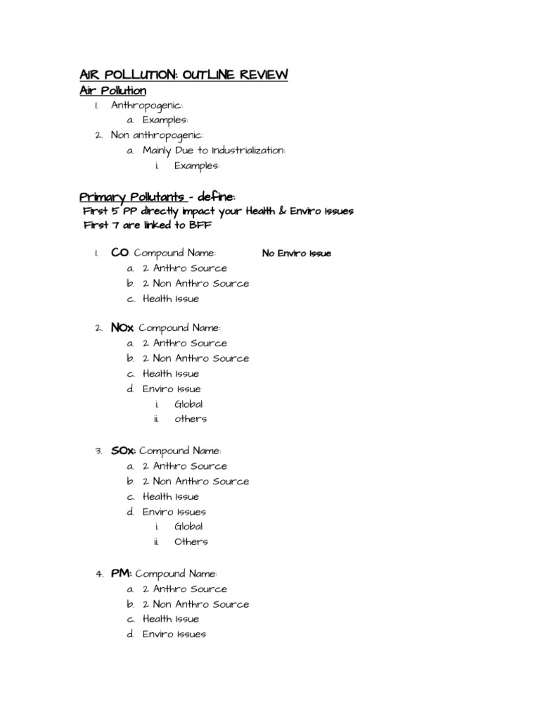 Air+Pollution+Outline+Review | PDF | Greenhouse Gas | Human Impact On ...