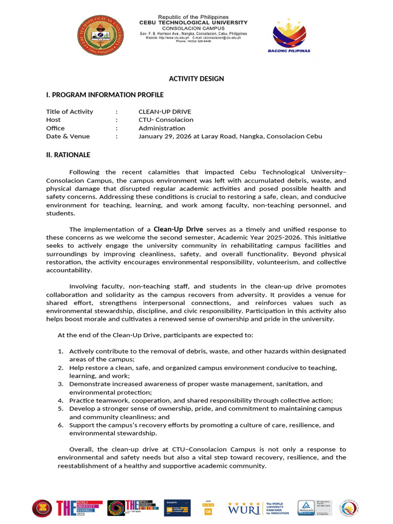 Clean-up Drive_Activity Design | PDF | Psychological Resilience ...