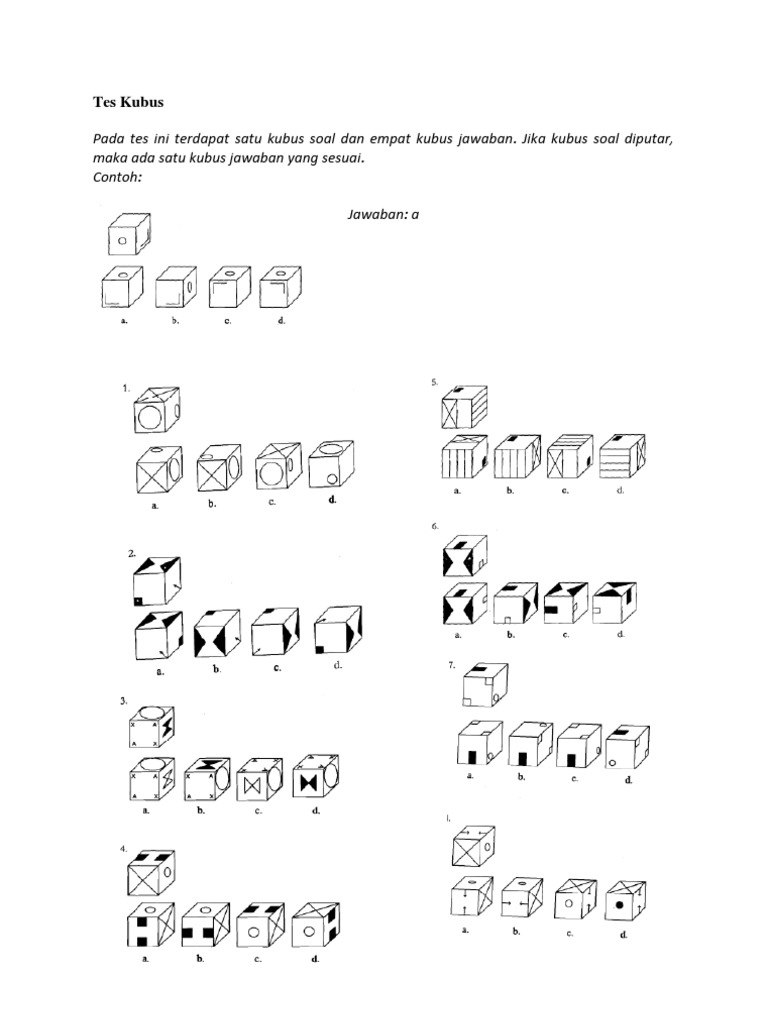Kunci Jawaban Psikotes Kubus Guru Galeri