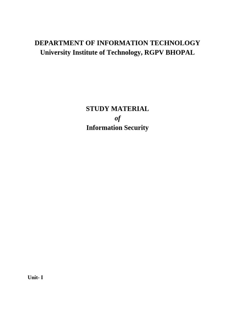 unit1 information security full | PDF | Cipher | Encryption
