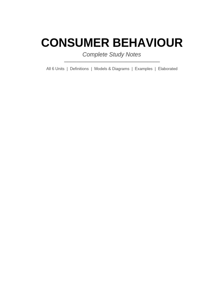 Final Notes Consumer Behaviour Bw | PDF | Classical Conditioning ...