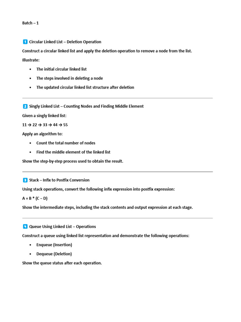 Batch Wise Problems-Assignment | PDF | Queue (Abstract Data Type ...