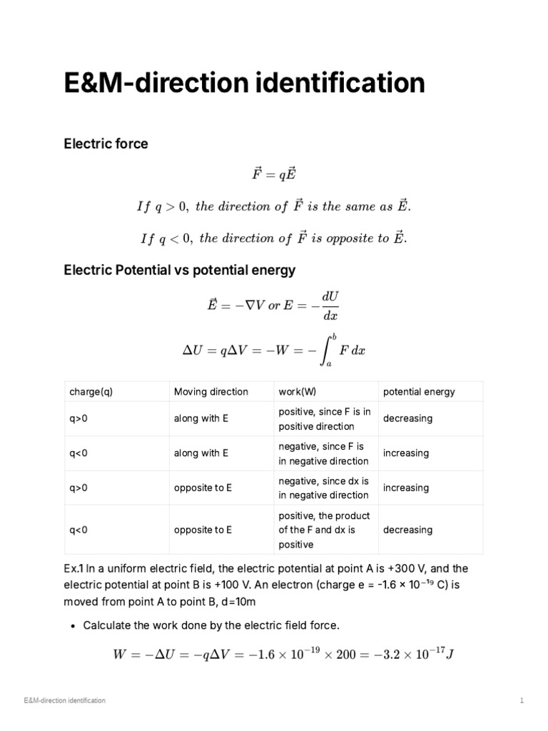 EM Direction Identification | PDF | Force | Electric Field