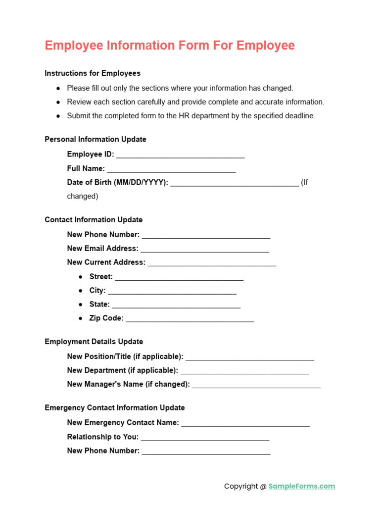 Employee Information Form For Employee | PDF
