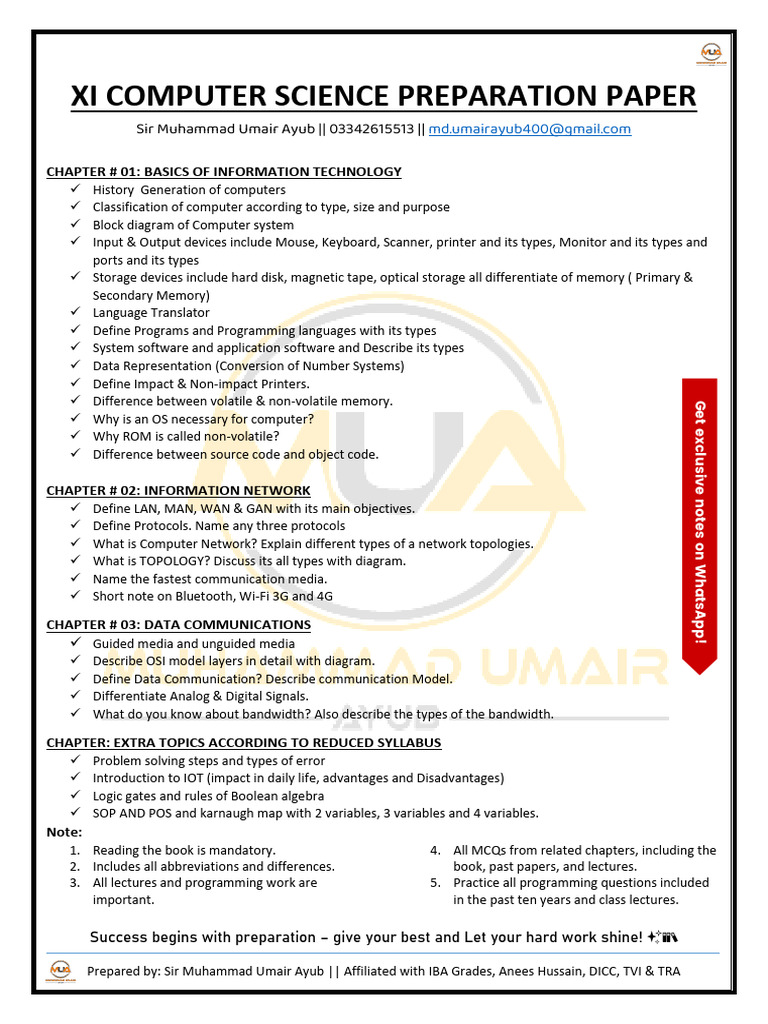 XI COMPUTER SCIENCE PREPARATION PAPER 24-25 | PDF | Computer Data ...