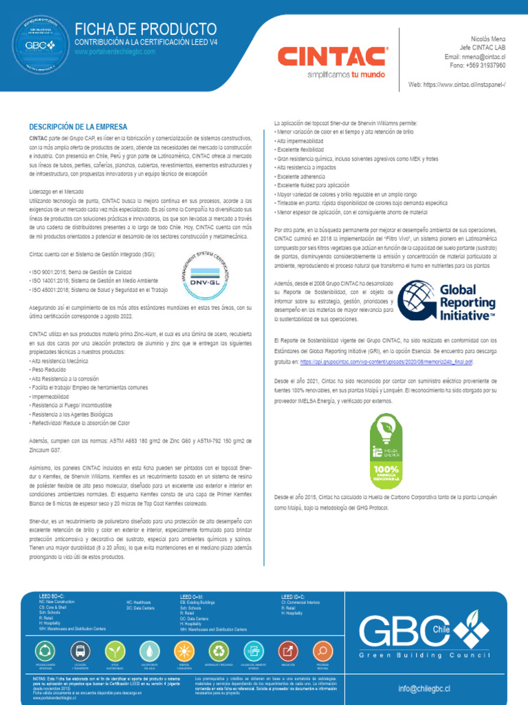 CINTAC LEED_Paneles-y-revestimientos-arq_Cintac | PDF | Acero ...