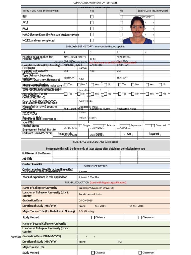 SSMC Employee CV Template | PDF