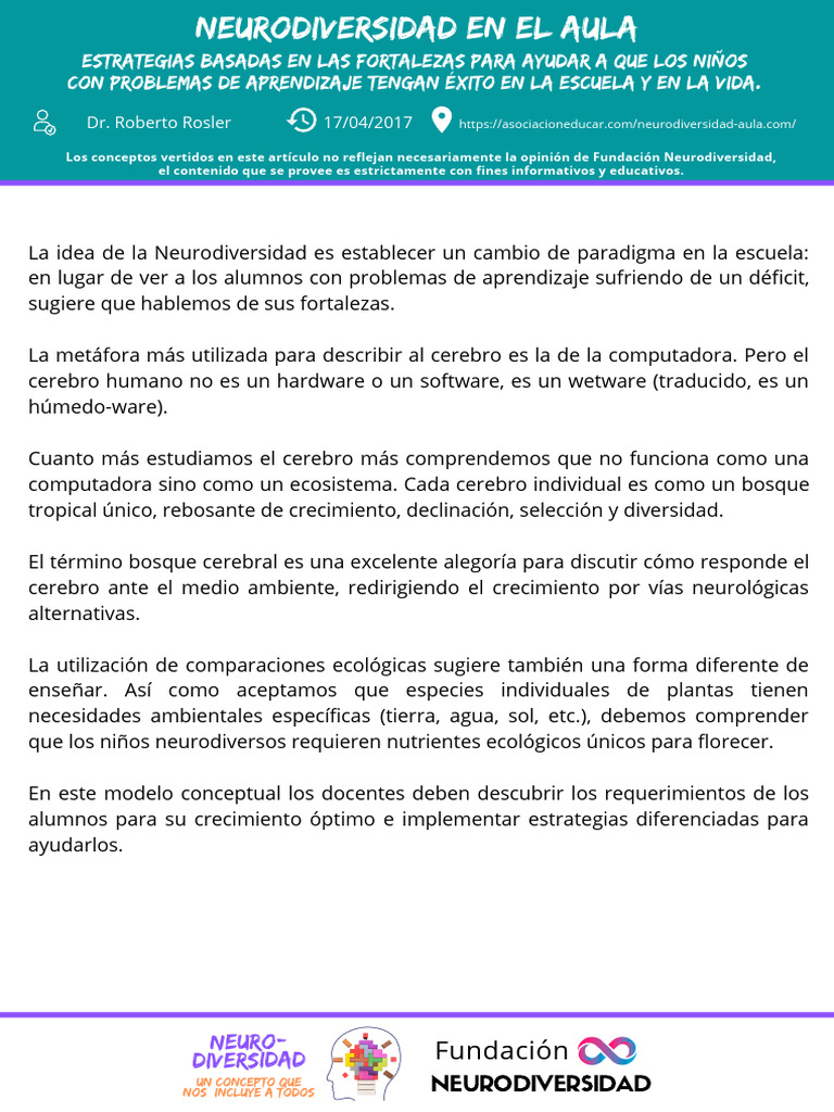 02 - Neurodiversidad en El Aula 1699625852428 | PDF | Aprendizaje ...