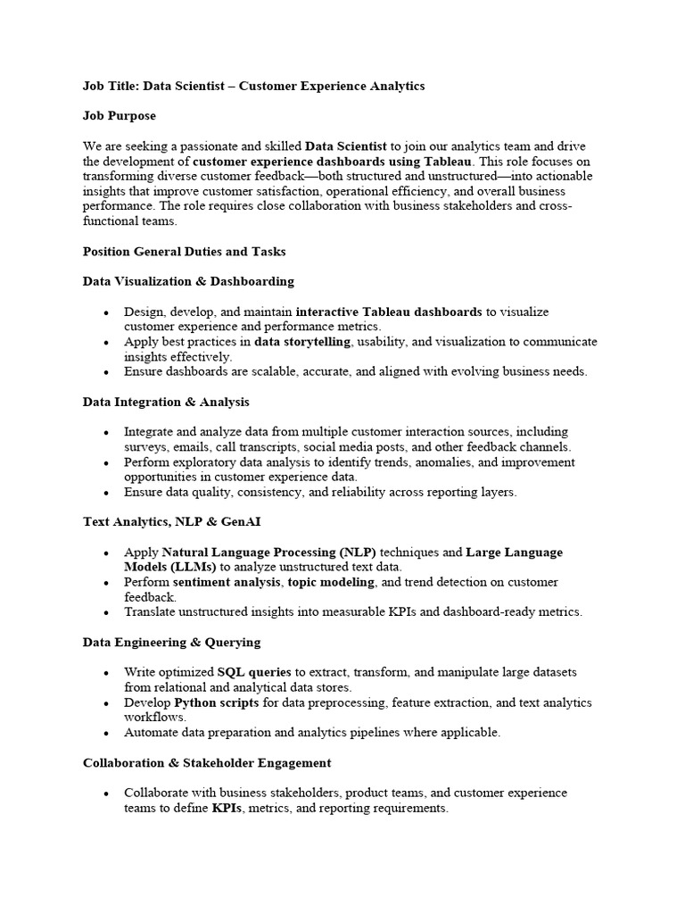JD _ Data Scientist Analyst | PDF | Data Analysis | Analytics
