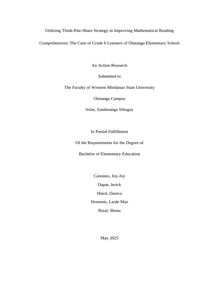 GROUP 4 - Revised CBAR 1 | PDF | Reading Comprehension | Methodology