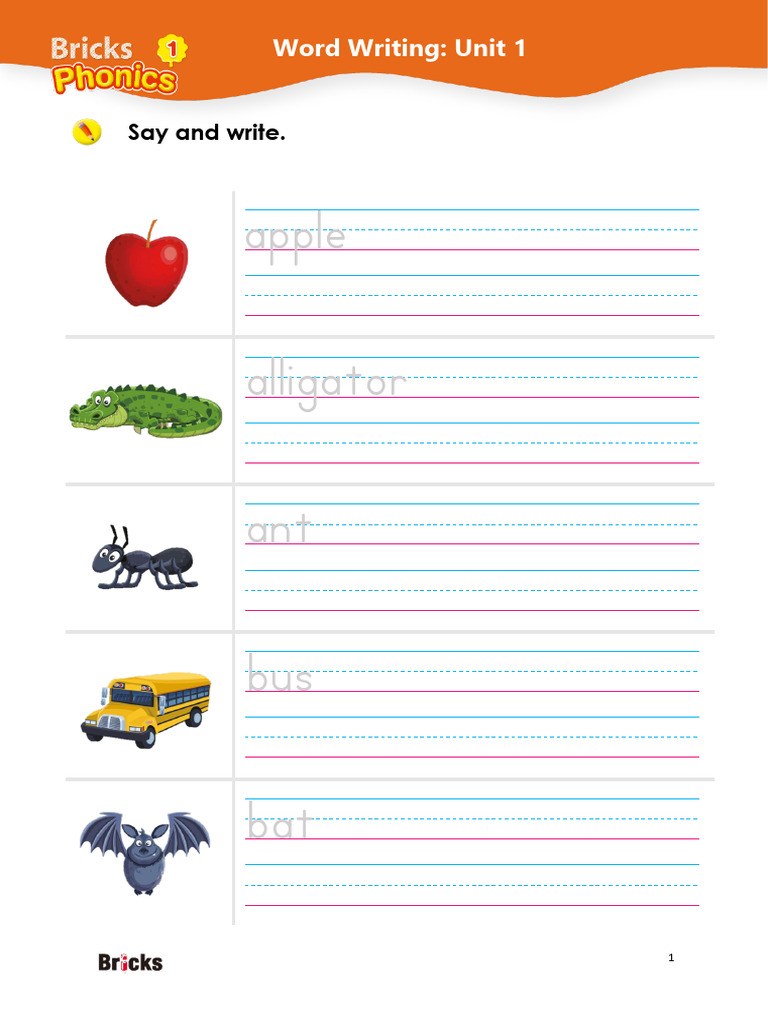 Bricks Phonics L1 Worksheet Word Writing | PDF