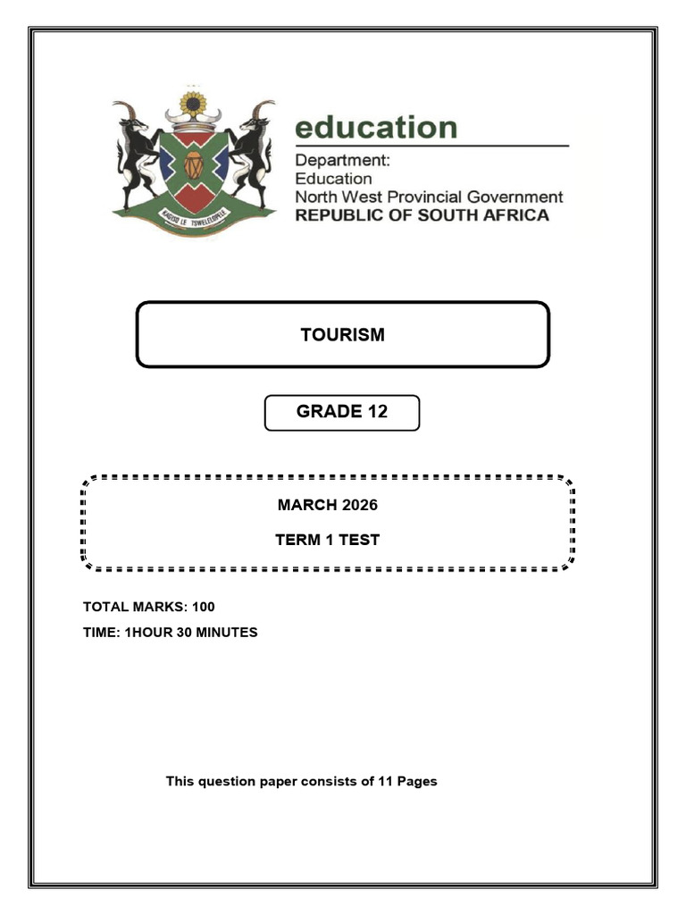 Grade 12 2026 March Control Test | PDF | Ukraine | Tourism