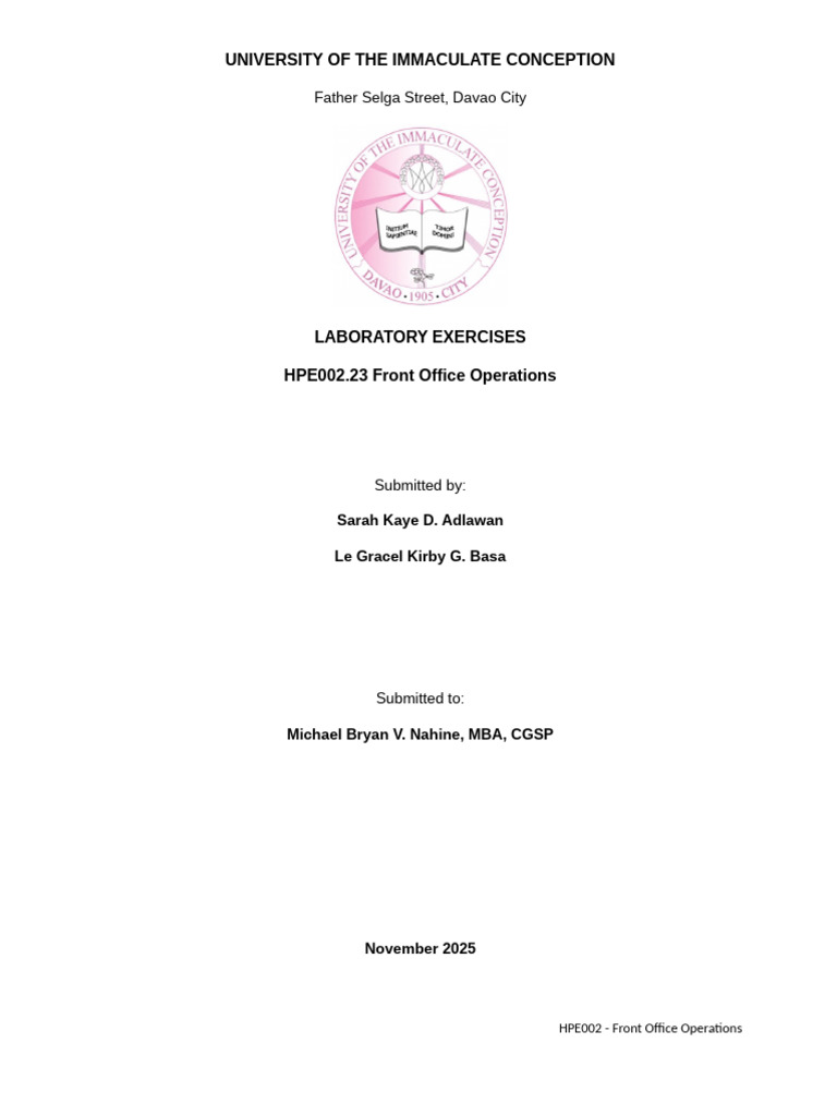 Front Office Laboratory Manual | PDF