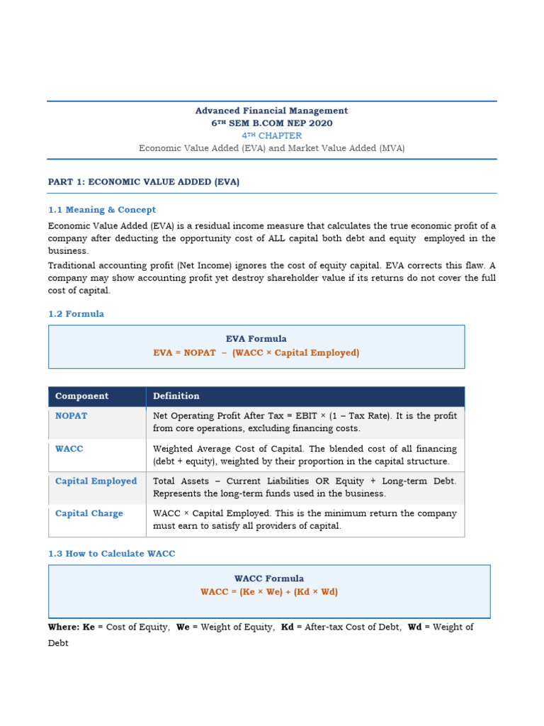 Eva Mva Notes | PDF | Cost Of Capital | Equity (Finance)