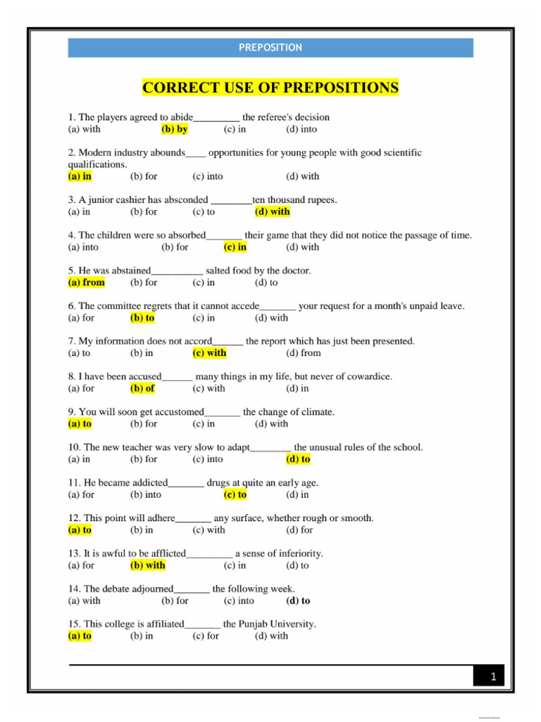 Correct Use of Prepositions | PDF | Multiple Choice | Software