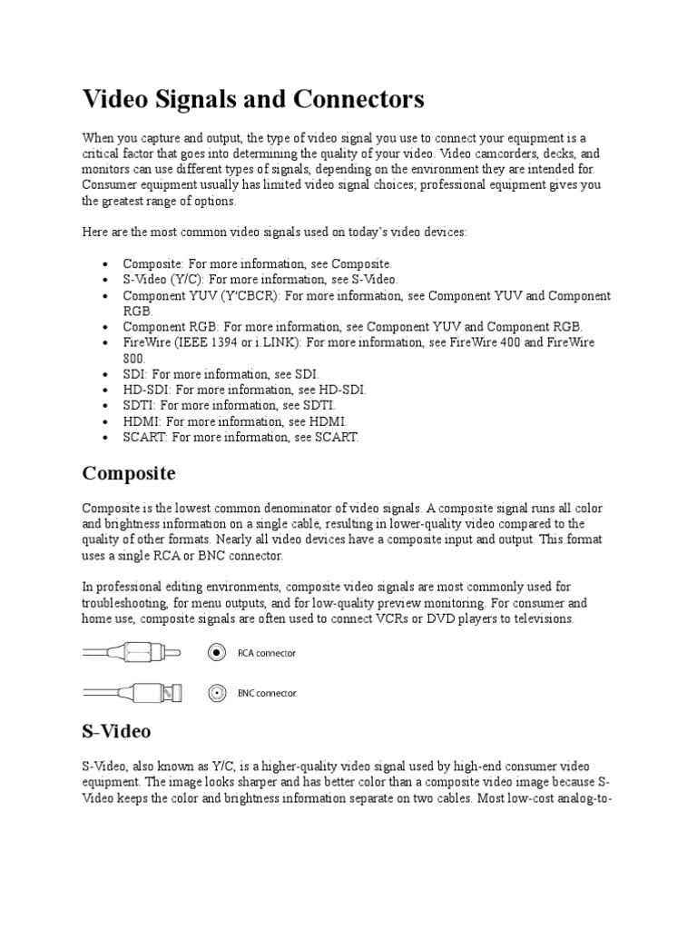 Video Signals and Connectors PDF Video Hdmi
