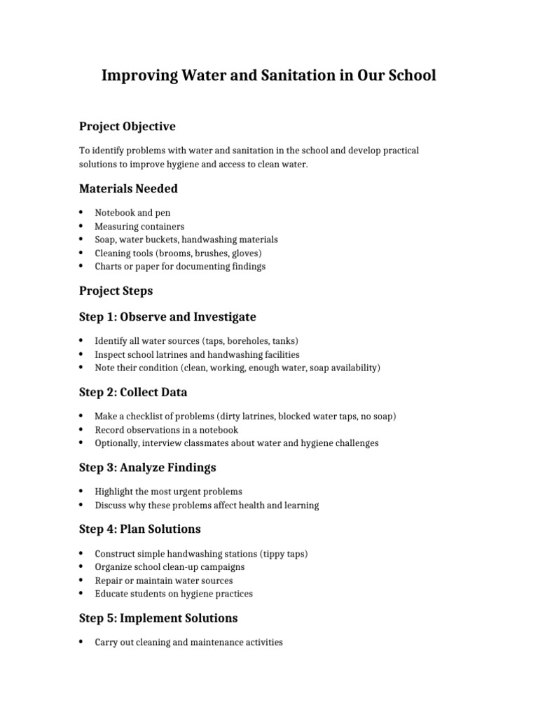 School Water Sanitation Project | PDF