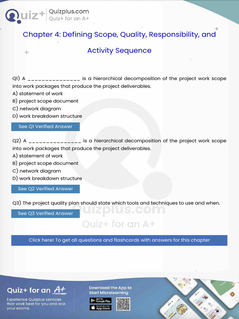 A is a Hierarchical Decomposition of the Project Work Scope Into Work ...