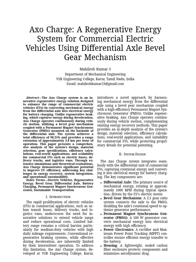 Axo Charge: A Regenerative Energy System for Commercial Electric ...
