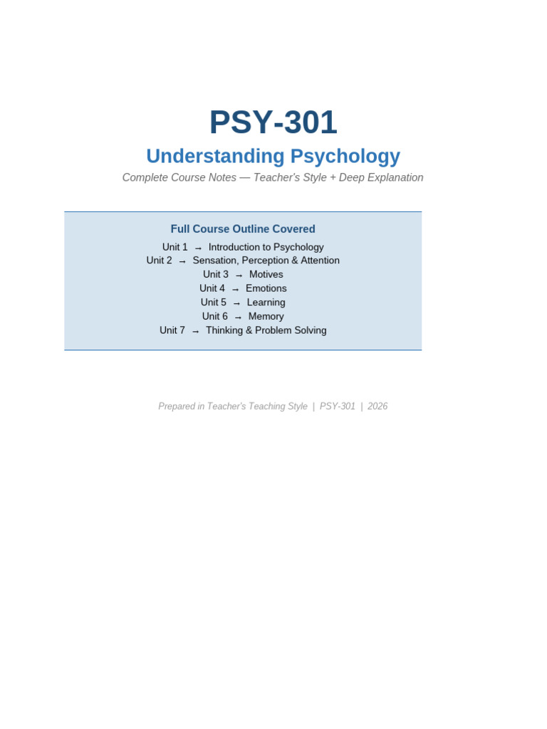 PSY301 Complete Course | PDF | Senses | Classical Conditioning