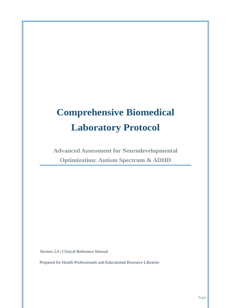 Biomedical Lab Test Protocol v2 | PDF | Attention Deficit Hyperactivity ...