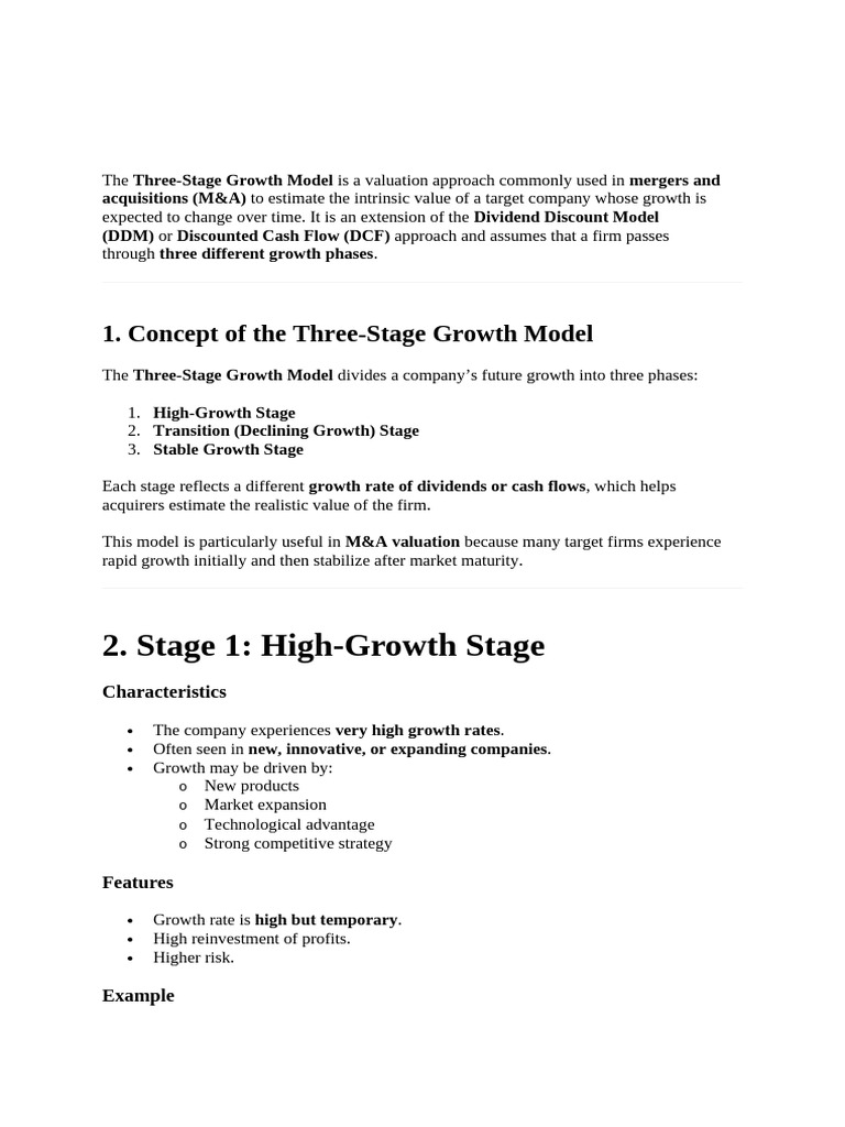 Three stage growth model and swap ratio | PDF | Mergers And ...