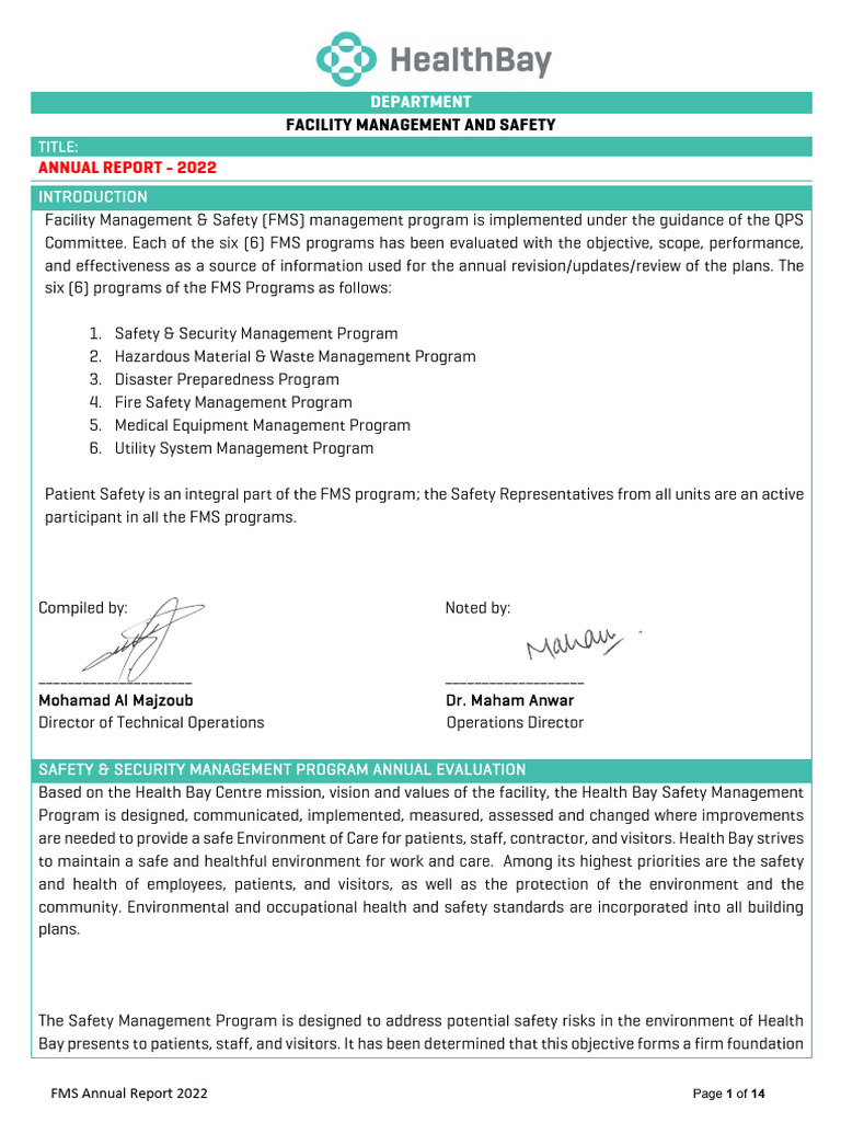 FMS Annual Report - 2022 | PDF | Safety | Dangerous Goods