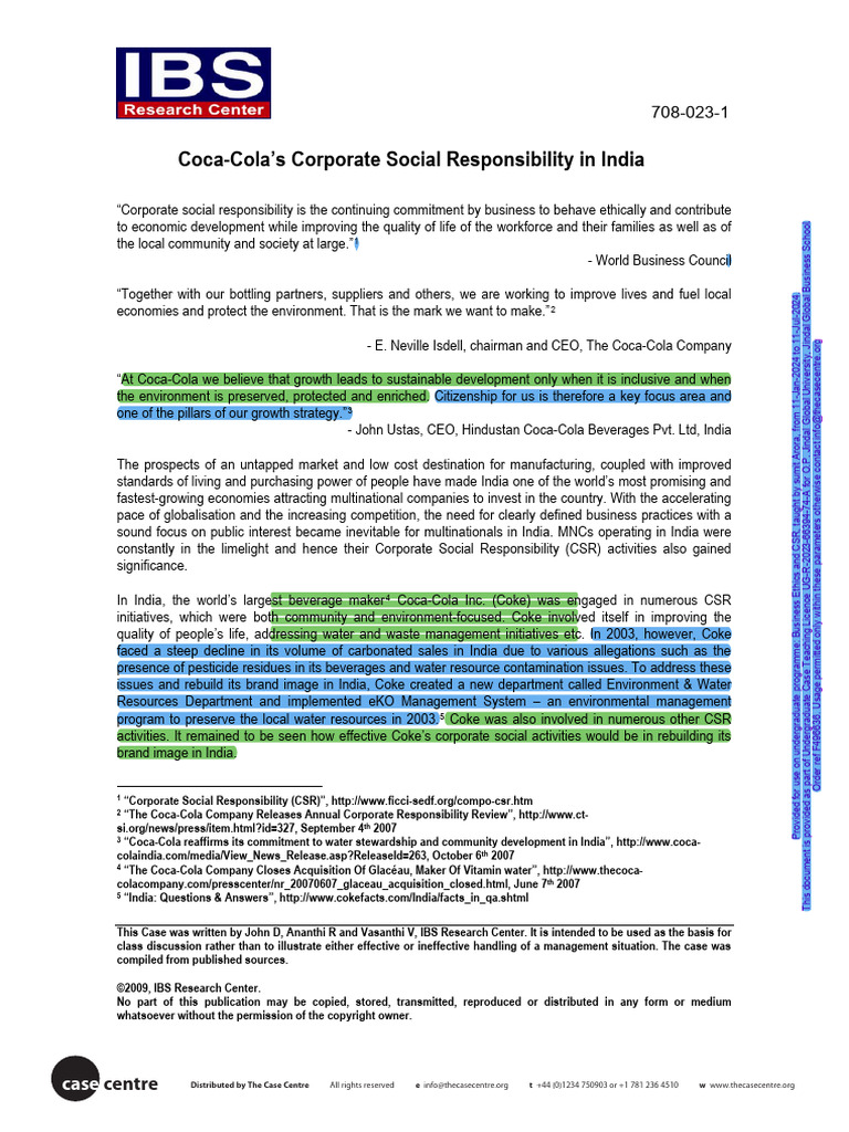 C11 | PDF | Coca Cola | Corporate Social Responsibility