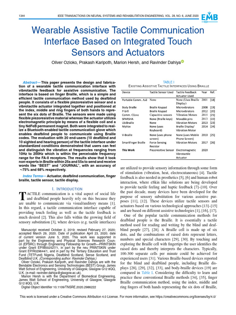 Wearable Assistive Tactile Communication Interface Based on Integrated ...