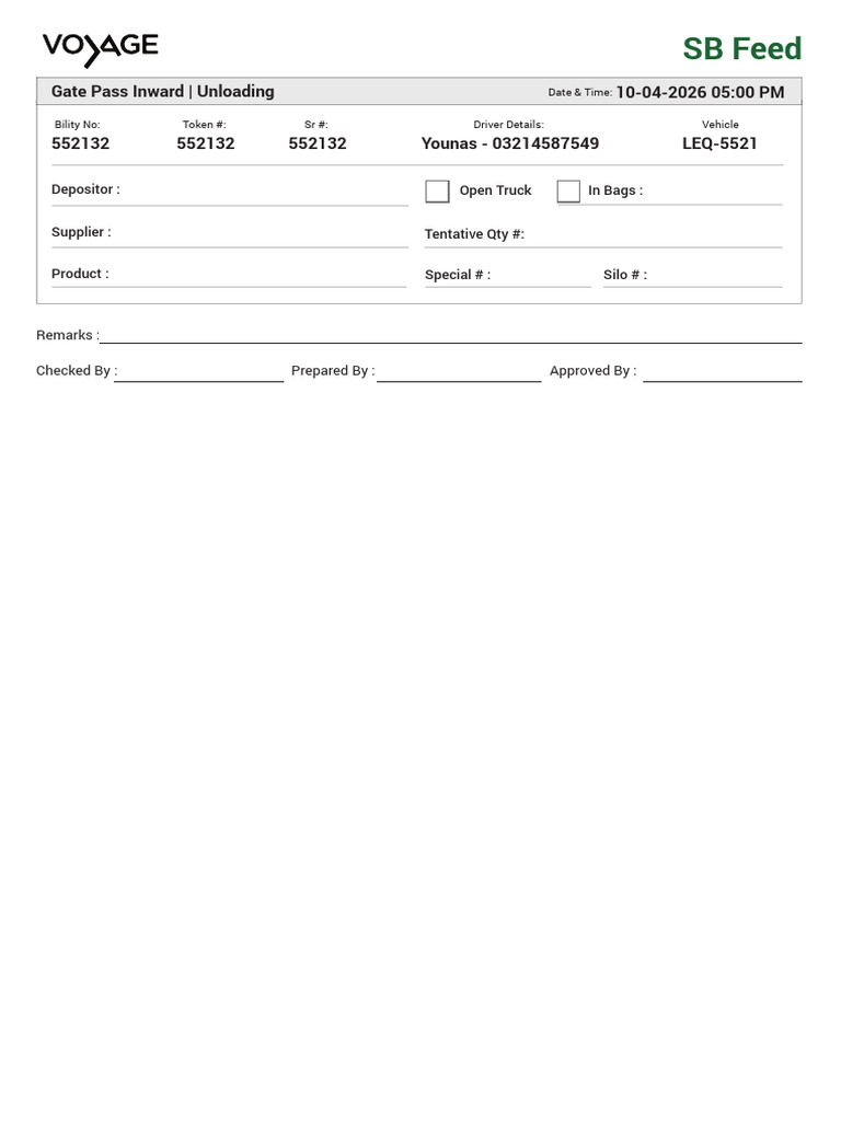 Inward Gate Pass Updated | PDF