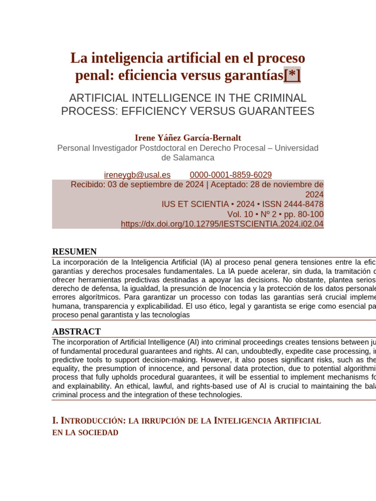 La Inteligencia Artificial en El Proceso Penal | PDF | Inteligencia ...