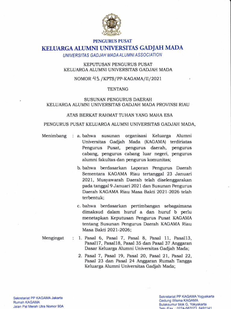 49 - 110221 - SK Pengda Kagama Riau | PDF