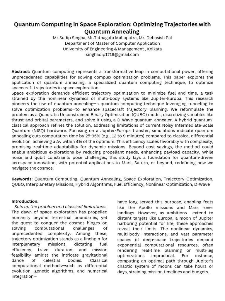 Quantum Computing in Space Exploration | PDF | Quantum Computing ...