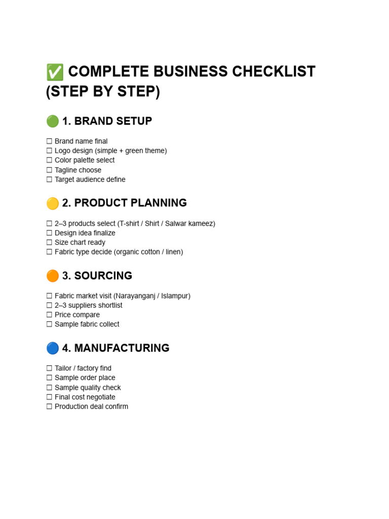 COMPLETE BUSINESS CHECKLIST (STEP BY STEP) | PDF