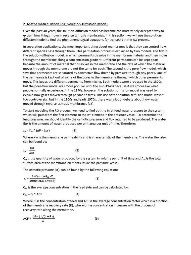 TechnicalJournal2023 2003 Mathematical Modeling Reverse Osmosis System ...