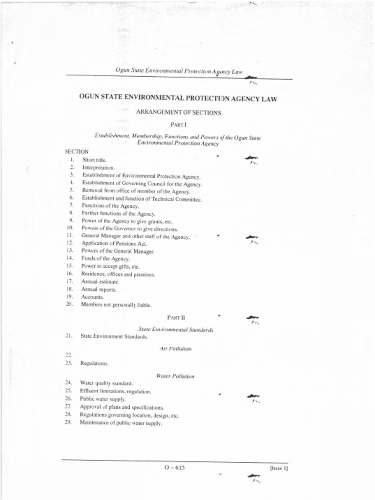 Ogun State Environmental Protection Agency Law | PDF